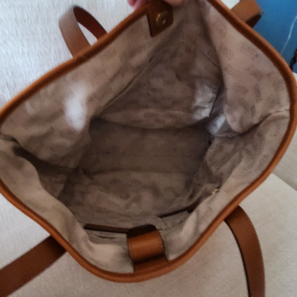 Euc Michael Kors Red & White Fabric Tote Bag Purse - Picture 11 of 12